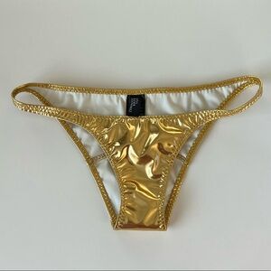 Lisa Marie Fernandez Y2K gold metallic foil bikini bottoms 0